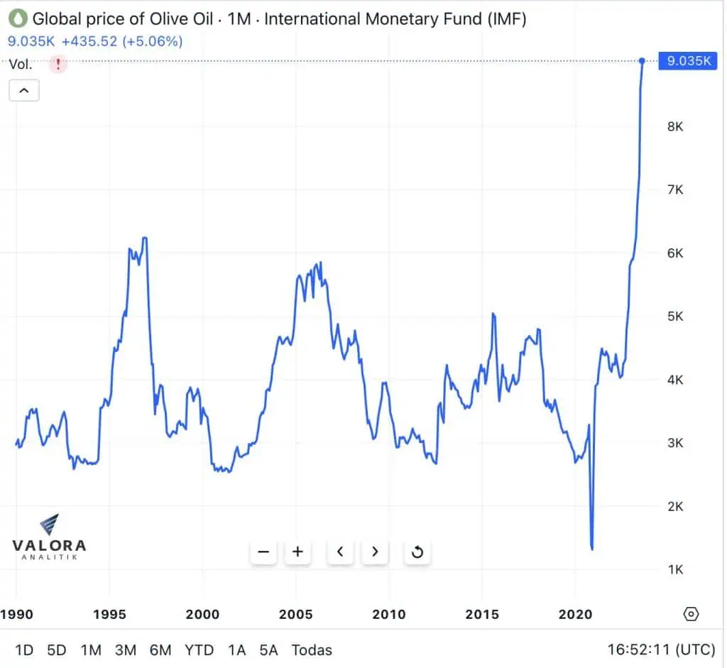 España alerta por disparada de precios del aceite de oliva: se espera coletazo mundial Precio internacional del aceite de oliva