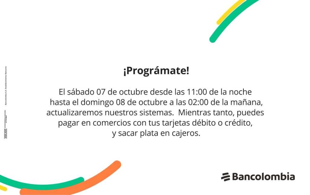 Bancolombia mantenimiento