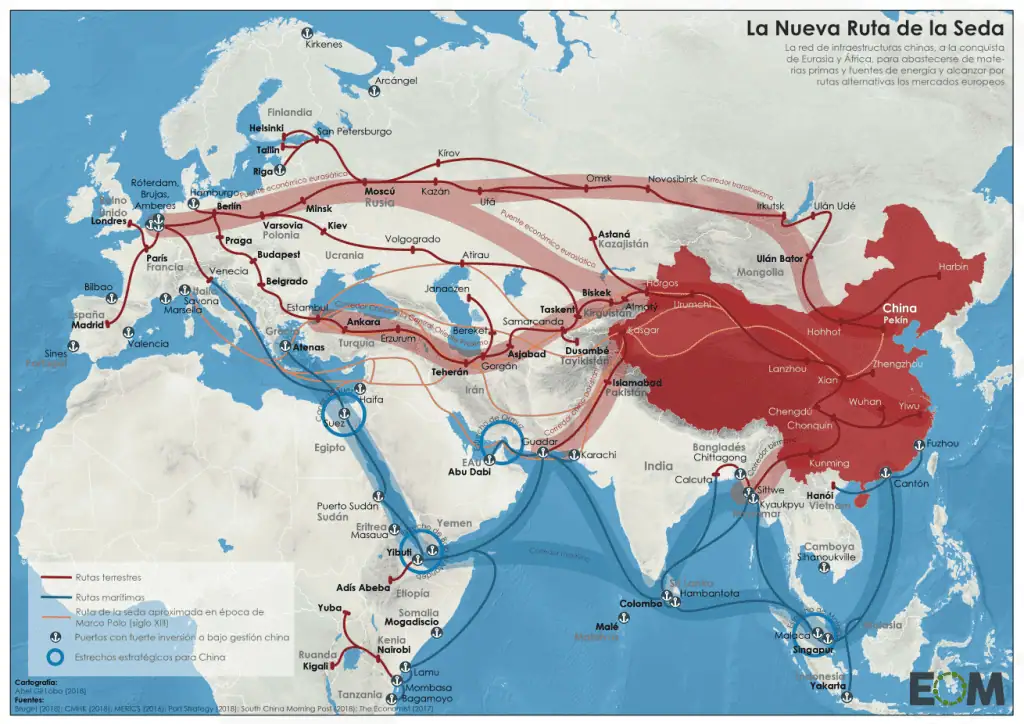 Colombia se uniría al proyecto de nueva Ruta de la Seda con el viaje de Petro a China La Nueva Ruta de la Seda de China - Mapas de El Orden Mundial - EOM