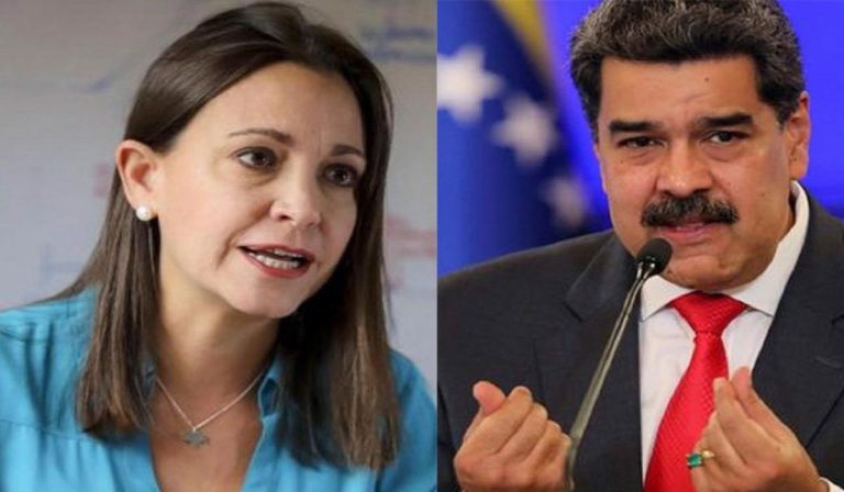 María Corina Machado y Nicolás Maduro