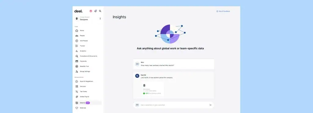 Deel IQ, nuevo asistente de IA para los recursos humanos Plataforma versión beta de Deel IQ
