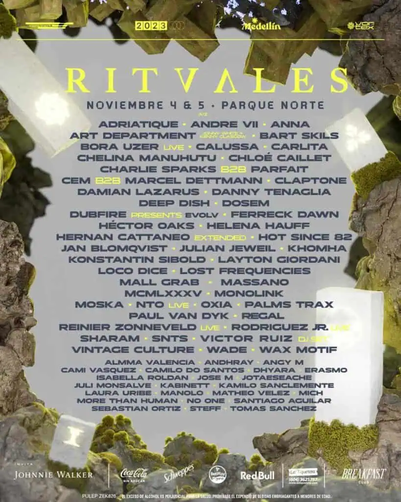 Ritvales, festival de música electrónica, será este 4 y 5 de noviembre en Medellín; este es su cartel completo Cartel de artistas del Ritvales