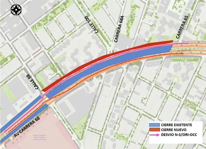 Ojo: hay cierre total en la Av. Carrera 68 de Bogotá por obras de TransMilenio Cierre Av. carrera 68
