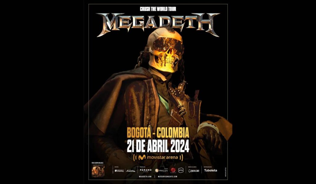 Megadeth dará concierto en Bogotá en abril de 2024.