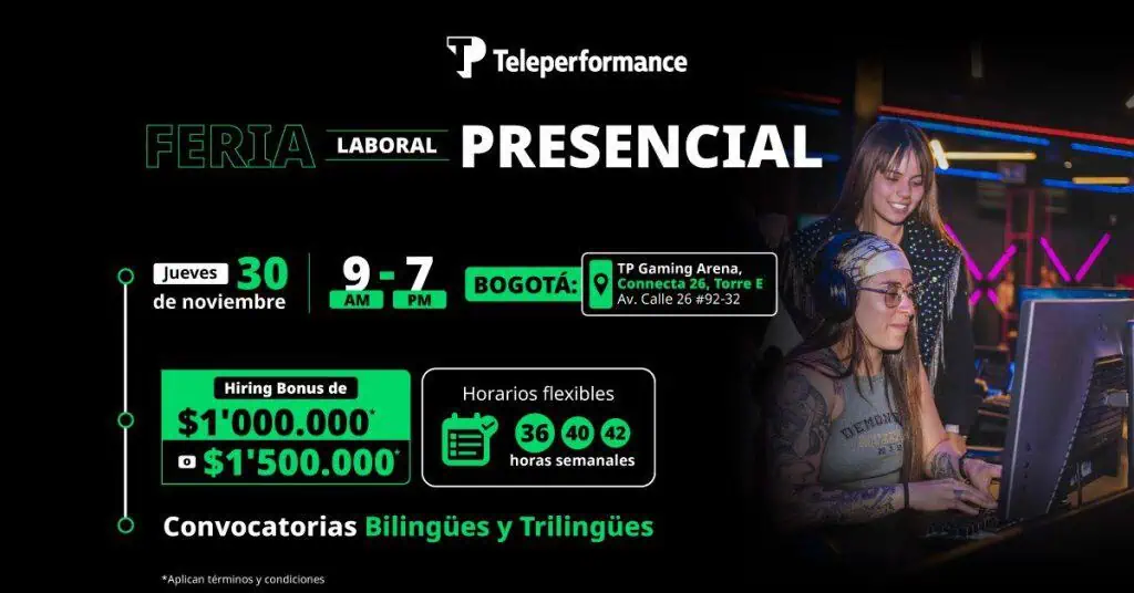 Teleperformance anuncia una feria laboral presencial en Bogotá: ¿Cómo aplicar? Teleperformance