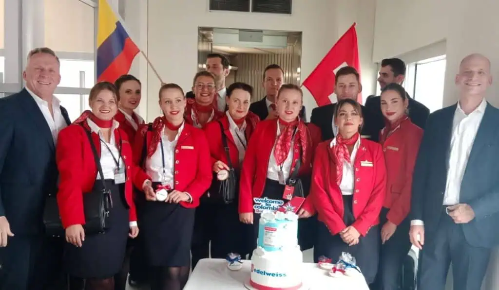 Aterriza en Colombia el primer vuelo directo de Edelweiss entre Zúrich y Bogotá Edelweiss