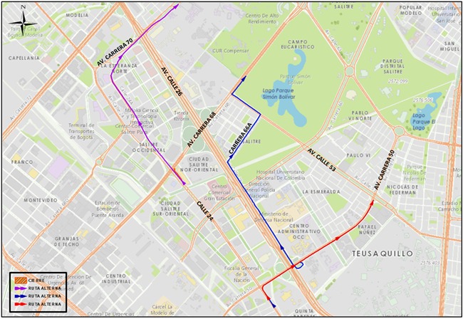 Hay cierre en la Av carrera 68 con Av calle 24 por obras en Bogotá