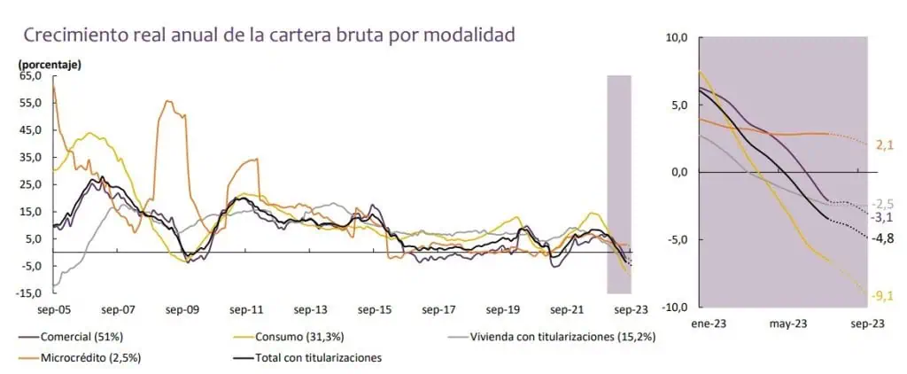 Banco de la República: establecimientos de crédito tienen niveles adecuados de solvencia Comportamiento de la cartera bruta. Foto: BanRep.
