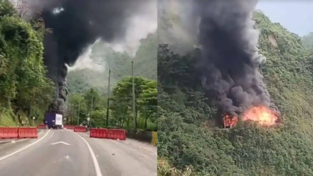 Pasos alternos tras siniestro vial en el túnel de la vía Bogotá – Villavicencio Incendio en La vía Bogotá - Villavicencio