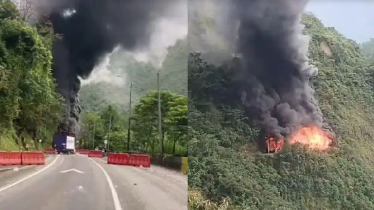 Incendio en La vía Bogotá - Villavicencio