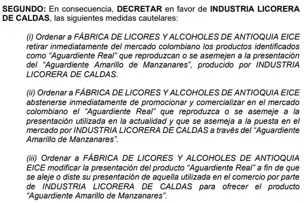 SIC ordena a la FLA retirar del mercado el Aguardiente Amarillo Real Medidas cautelares Aguardiente Real