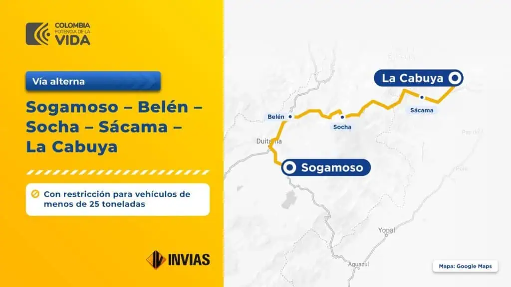 Reporte de vías cerradas para fin de año: Bogotá-Villavicencio, Boyacá-Yopal y más Vía Sogamoso cierre.