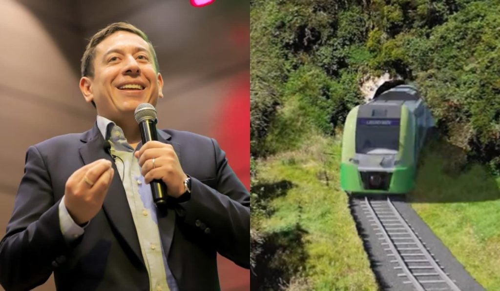 Carlos Amaya y tren de pasajeros de Boyacá a Bogota