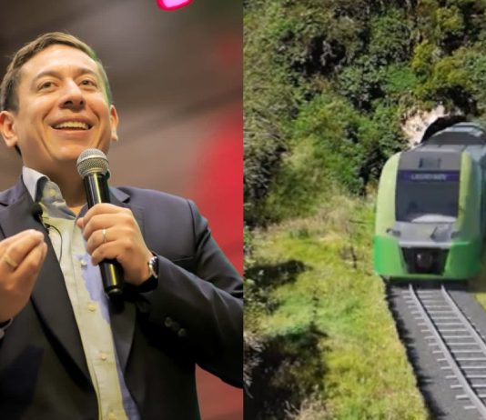 Carlos Amaya y tren de pasajeros de Boyacá a Bogota