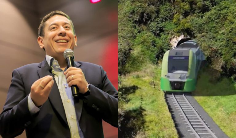 Carlos Amaya y tren de pasajeros de Boyacá a Bogota