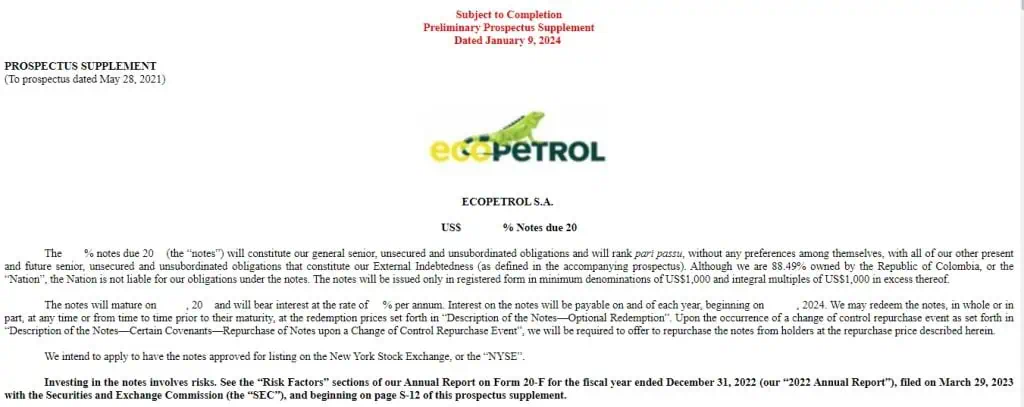 Ecopetrol sale al mercado internacional: colocará y recomprará bonos Ecopetrol