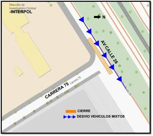Bogotá: Hay cierres en Av calle 26 con carrera 75, sentido occidente-oriente, por obras Av calle 26 con carrera 75