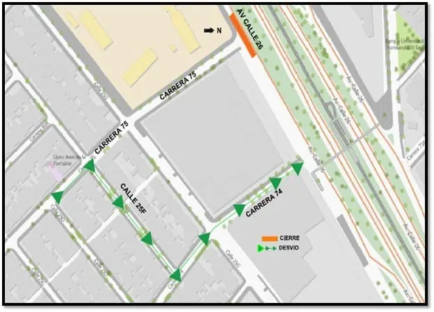 Bogotá: Hay cierres en Av calle 26 con carrera 75, sentido occidente-oriente, por obras Av calle 26 con carrera 75