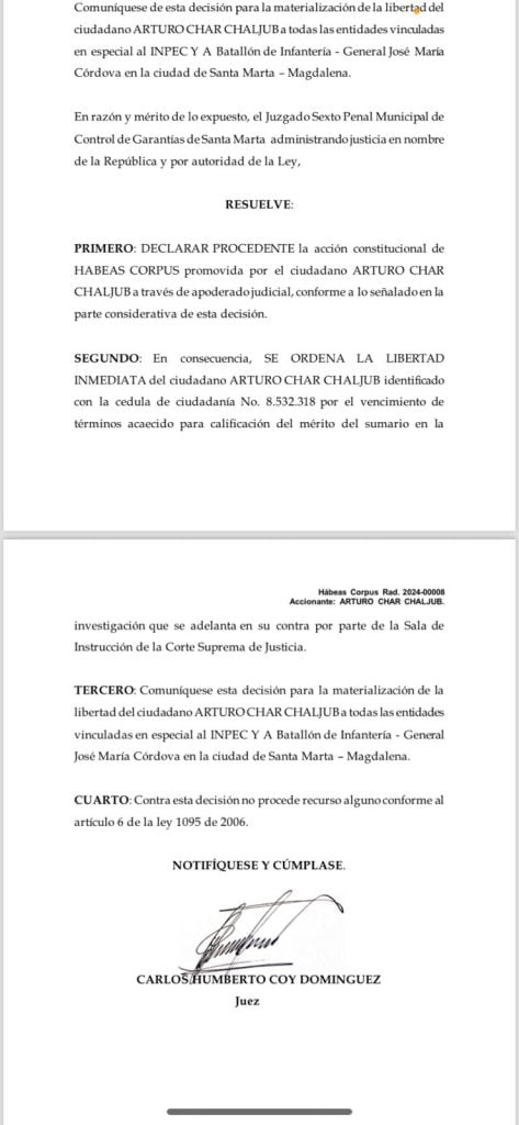 Orden de libertad inmediata