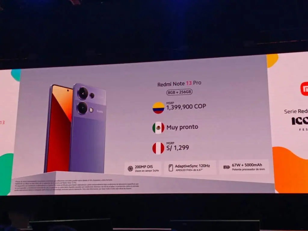 Xiaomi lanza serie de teléfonos Redmi Note 13 en Colombia; competirá en precios Redmi 13 Pro