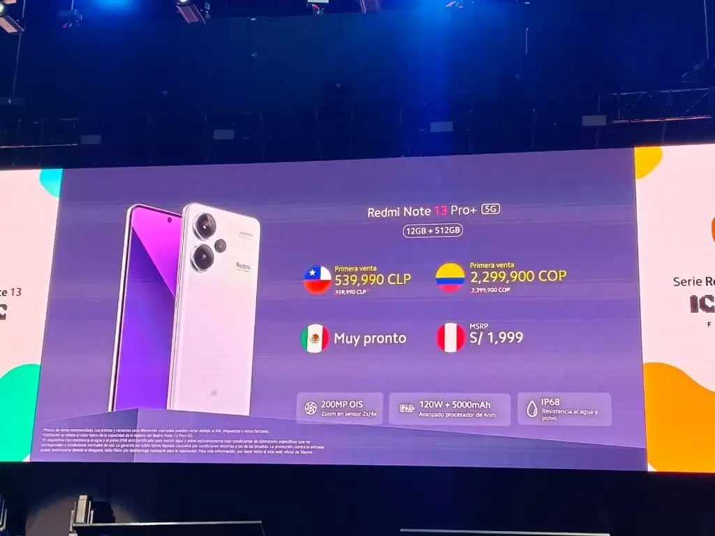 Xiaomi lanza serie de teléfonos Redmi Note 13 en Colombia; competirá en precios Redmi Note Pro+ de Xiaomi.