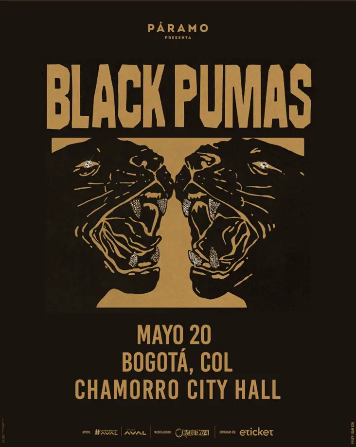 Black Pumas regresa a Bogotá: conozca boletería y horarios del concierto Imagen oficial del concierto de Black Pumas en Bogotá