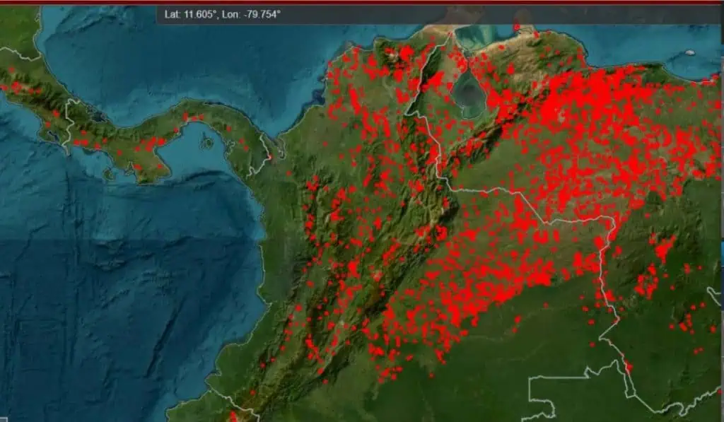 Más de 500 municipios en Colombia, en alerta roja por incendios: así está el mapa Incendios en Colombia y Sudamérica.