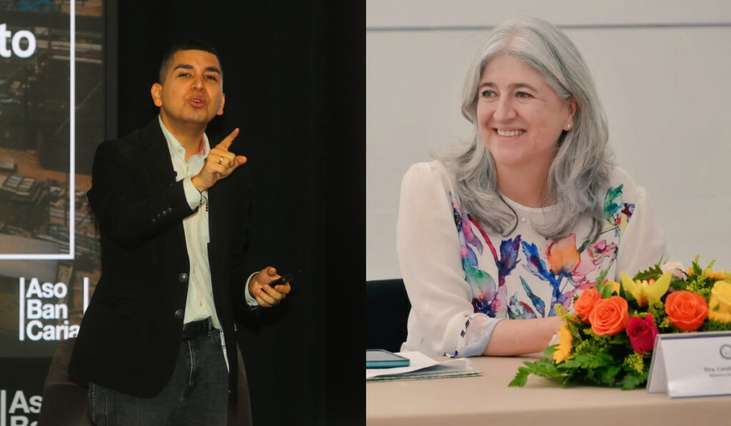 Presidente de Asobancaria, Jonathan Malagón, y ministra de Vivienda, Catalina Velasco.