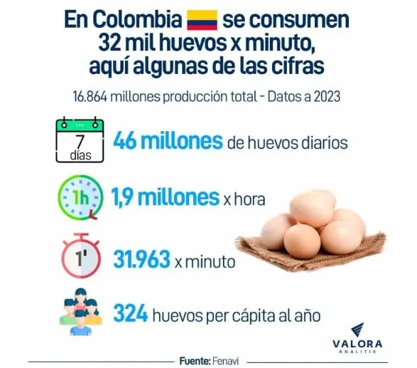 Ventas en tiendas de barrio cayeron 7,1 % en enero del 2024: Servinformación Comportamiento del huevo. Foto: Fenavi