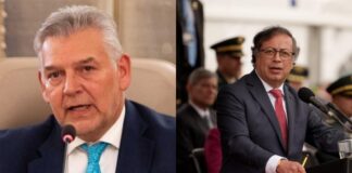 Jaime Alberto Cabal, presidente de Fenalco, y Gustavo Petro, presidente de Colombia
