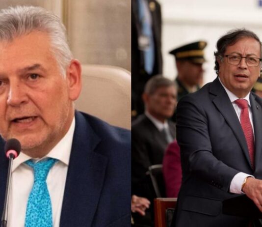 Jaime Alberto Cabal, presidente de Fenalco, y Gustavo Petro, presidente de Colombia