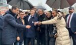 Emmanuel Macron, presidente de Francia, inaugurando la Villa Olímpica