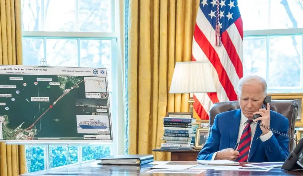 Biden ordena reconstruir el puente de Baltimore con dinero del Gobierno Joe Biden, presidente de Estados Unidos toma medidas sobre el puente de Baltimore