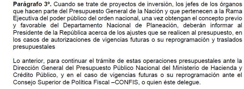 Nuevo borrador de decreto sobre megaobras y vigencias futuras