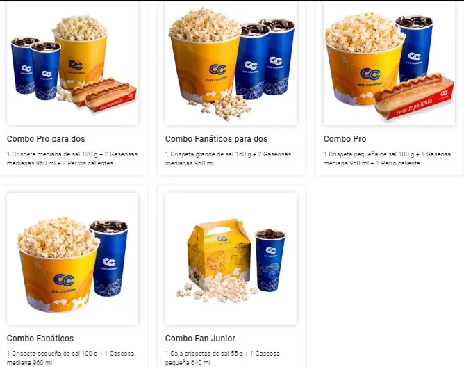 Cine Colombia redujo precios de combos de comida; así quedaron Combos Cine Colombia