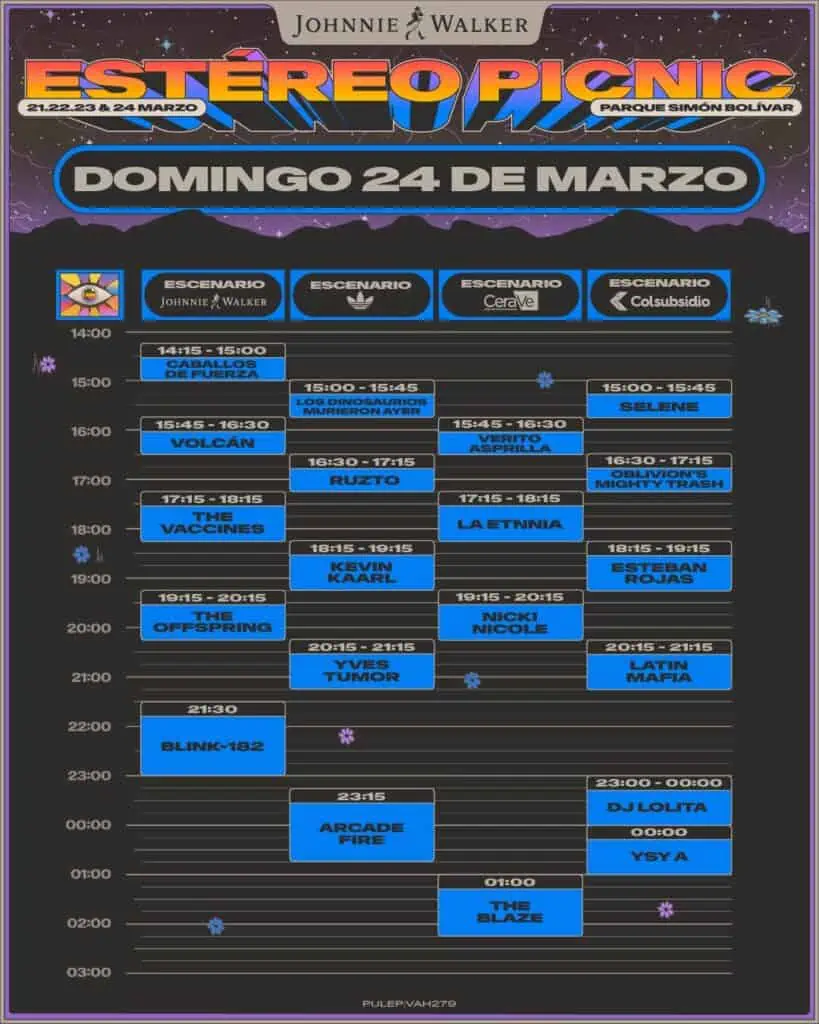 Estos son los horarios para el Festival Estéreo Picnic 2024 Estéreo Picnic 2024 4