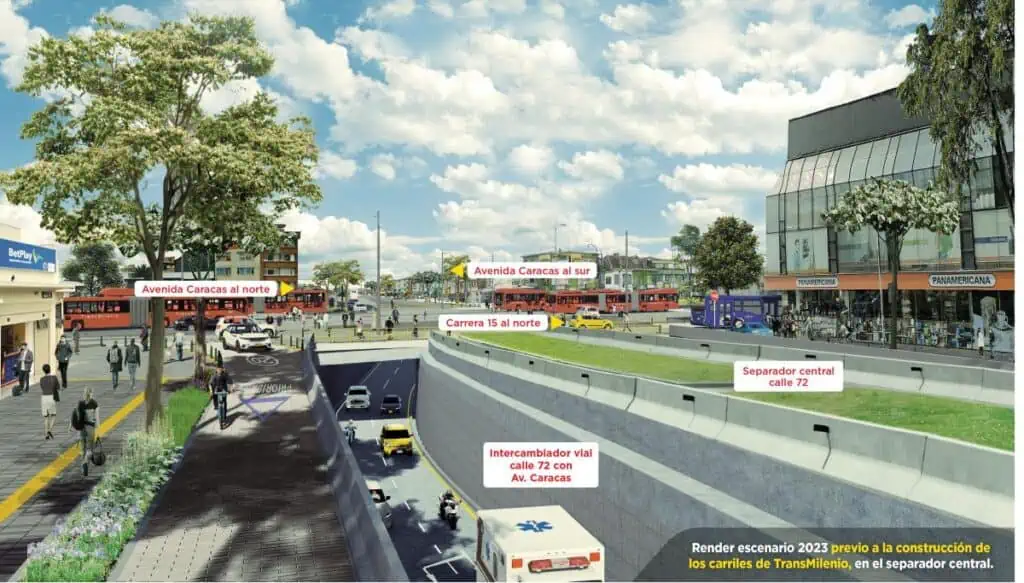 Nuevos desvíos por obras del metro de Bogotá en Av. Caracas con Calle 72 Obra de intercambiador vial