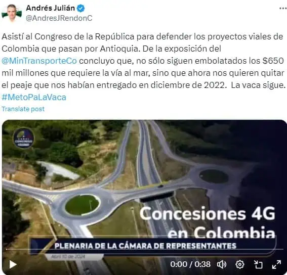 Gobierno Petro descarta recursos adicionales para túnel del Toyo Andrés Julián Rendón recursos túnel del Toyo