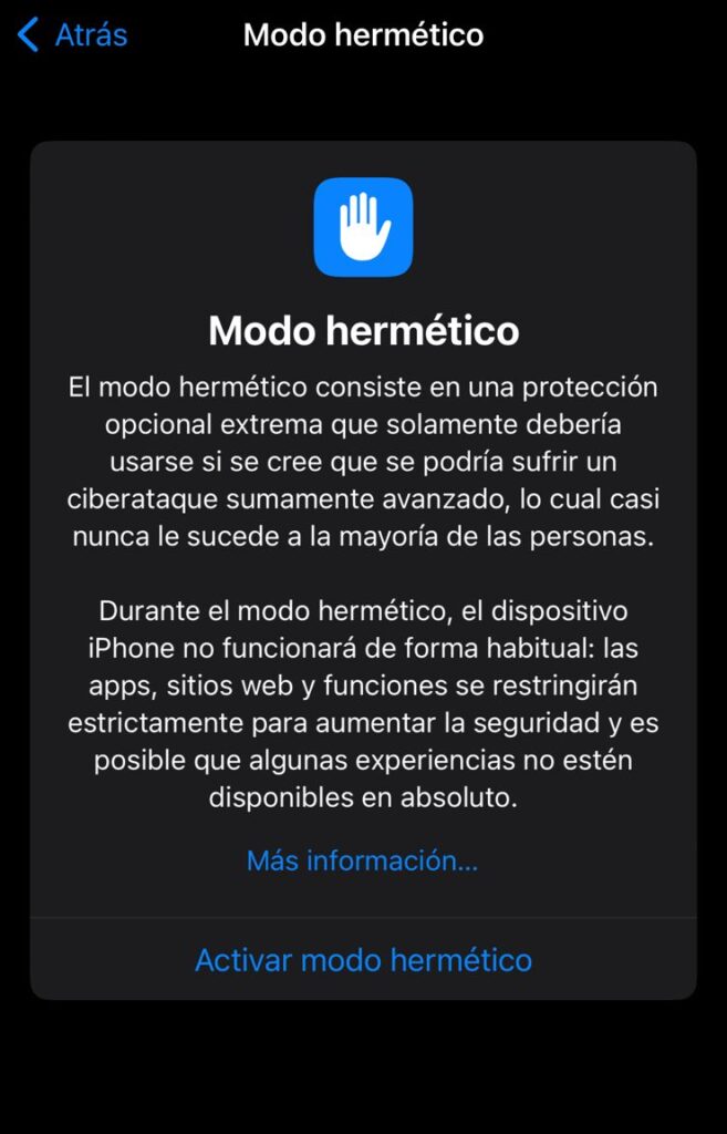 Modo protección de Apple