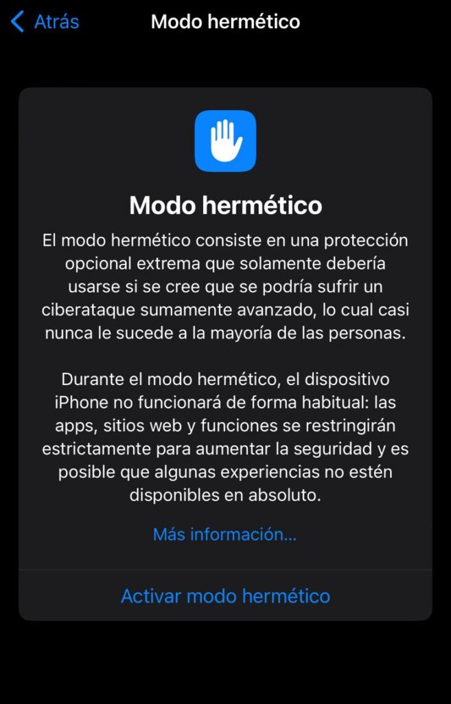 Modo protección de Apple