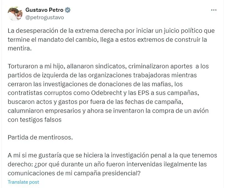 Daily Cop niega haber contribuido a la campaña del presidente Gustavo Petro Petro sobre caso Daily Cop