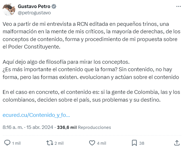 Presidente Petro sobre Constituyente