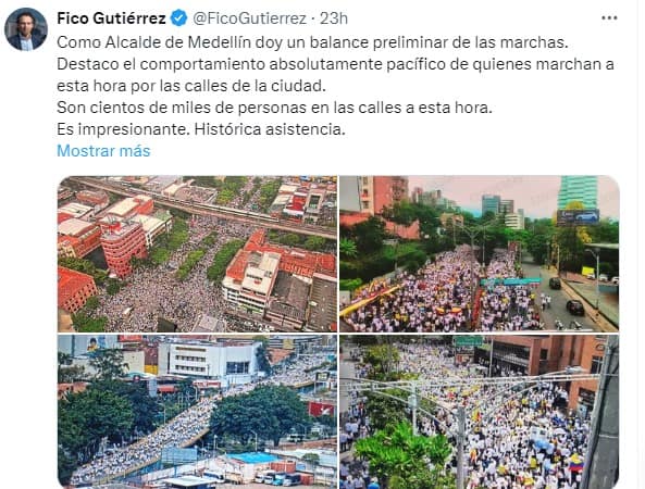 Protestas y marchas en contra del gobierno Petro en Medellín