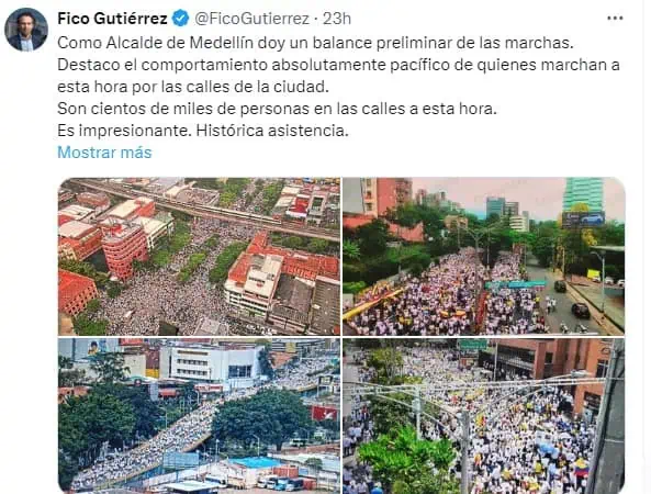 ¿Cuántas personas manifestaron contra Petro?: Datos muestran grandes diferencias Protestas y marchas en contra del gobierno Petro en Medellín