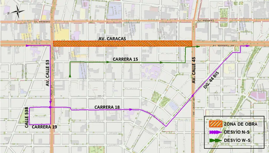 Cierres en Avenida Caracas por obras del metro de Bogotá: Así será la movilidad Desvío por obras del metro de Bogotá en la Av. Caracas.