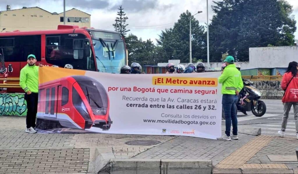 Habrá cierre en la Av. Caracas por obras del metro de Bogotá,
