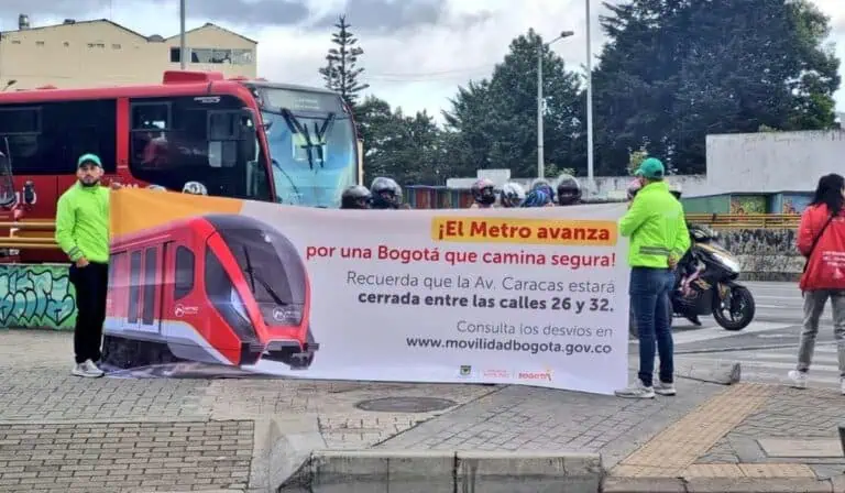 Habrá cierre en la Av. Caracas por obras del metro de Bogotá,