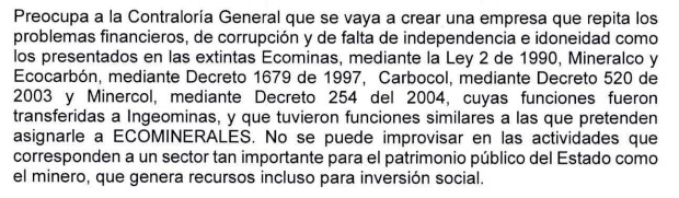 Ecominerales Contraloría