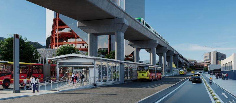 Render estación de TransMilenio integrada con primera línea de Metro