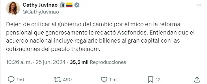 El 'mico' de la reforma pensional que dejará billonaria comisión a Asofondos Cathy Juvinao